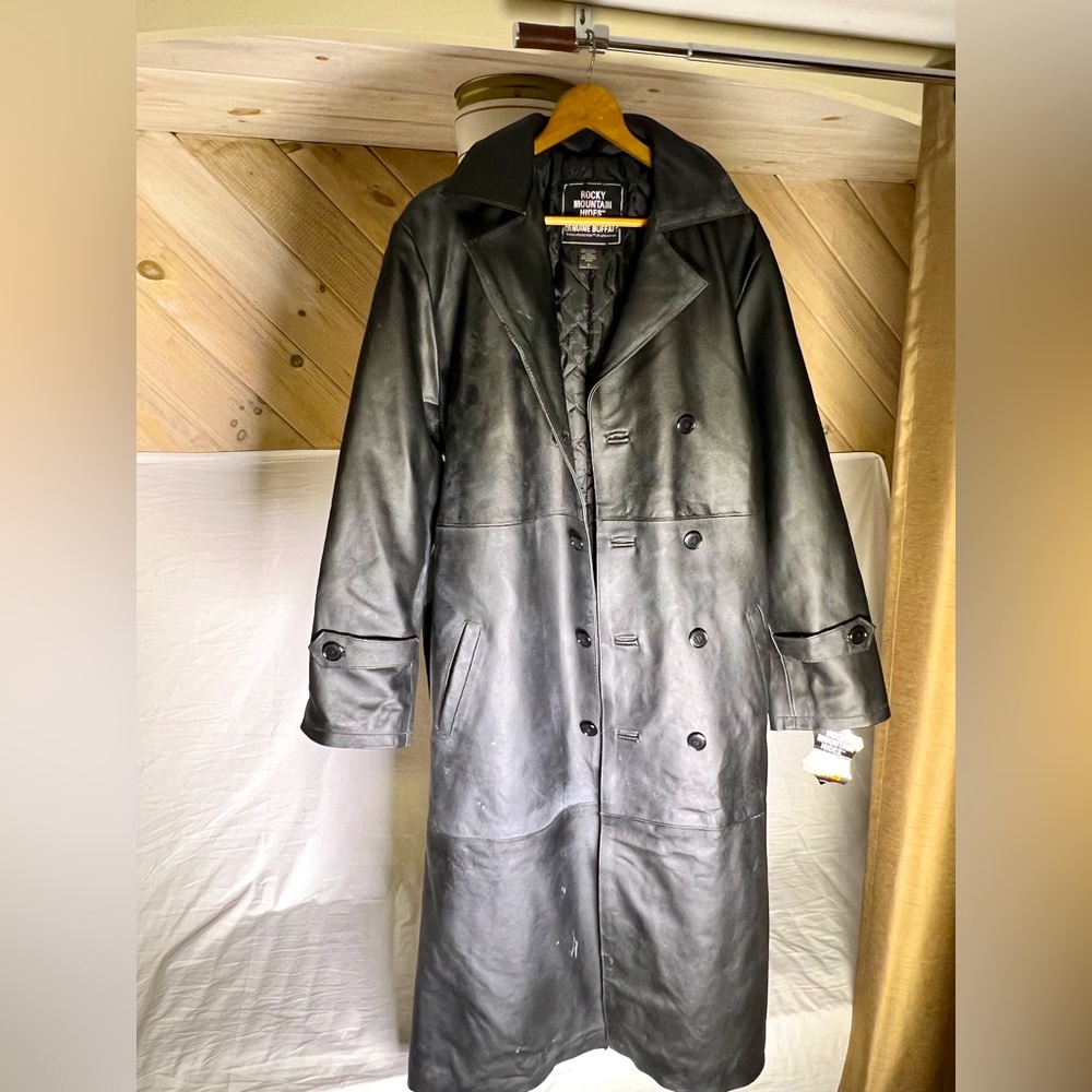 Buffalo leather trench coat - large